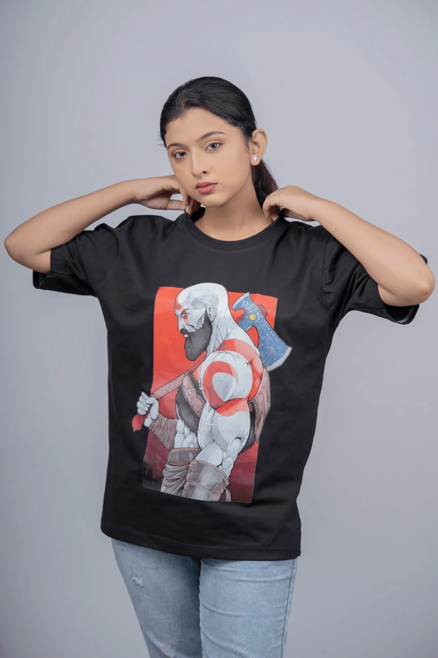 GOD OF WAR WOMEN BLACK FIT-OVERSIZE TEES