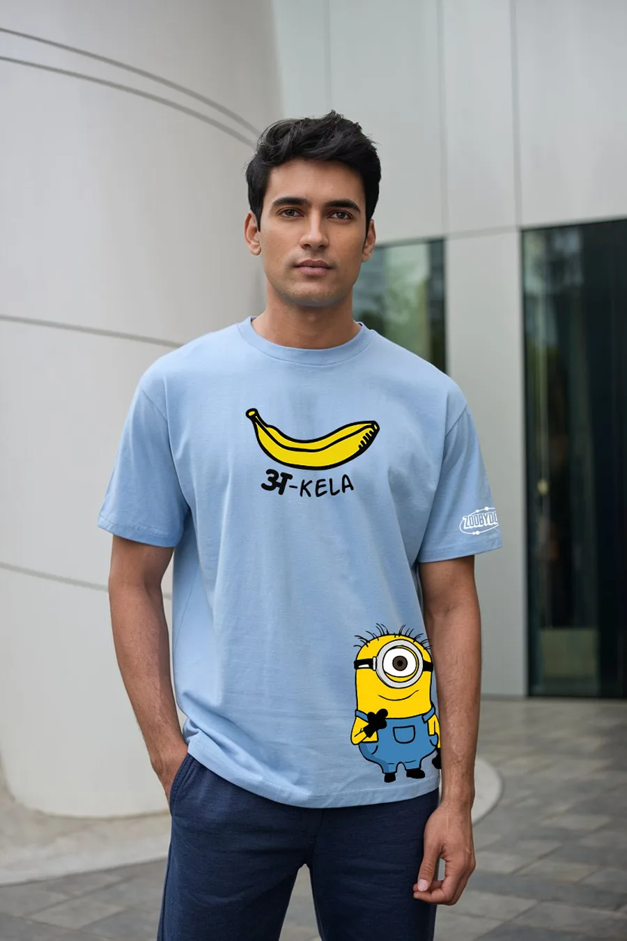 AKELA MINION MEN POWDER BLUE FIT-OVERSIZE TEES