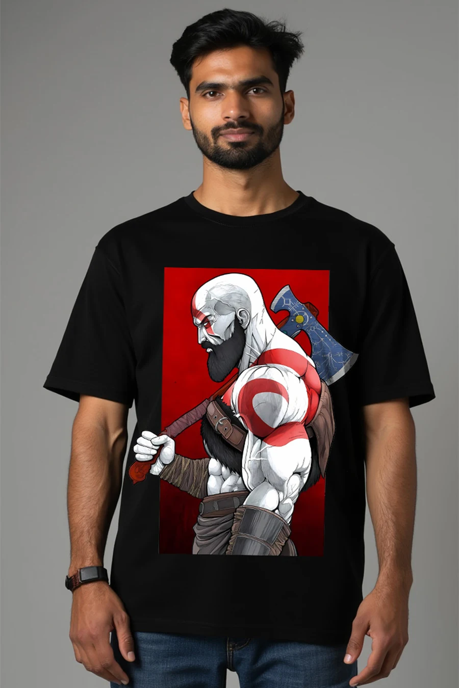 GOD OF WAR MEN BLACK FITOVERSIZE TEES