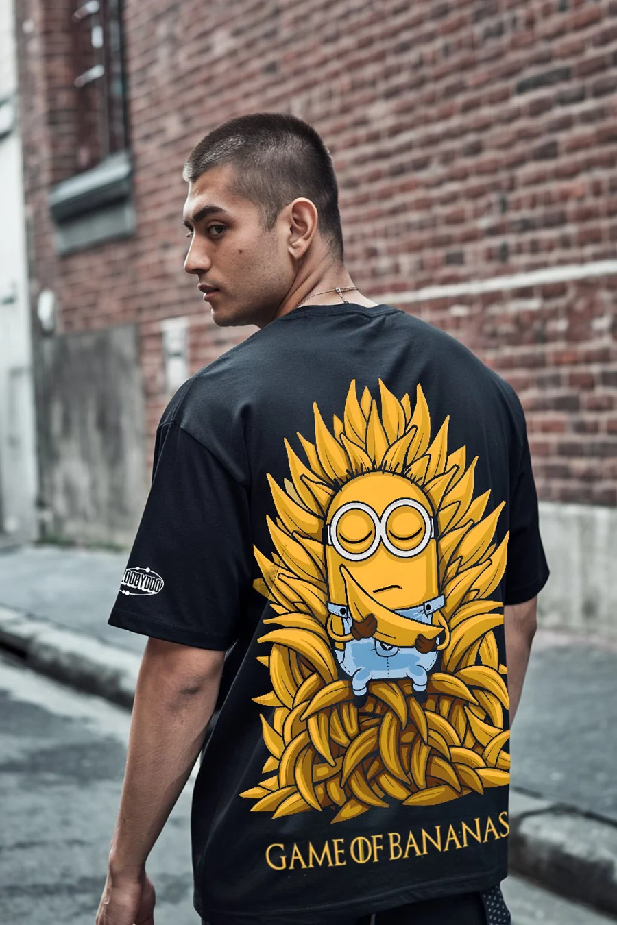 MINION X GAME OF THRONS MEN BLACK FIT-OVERSIZE TEES