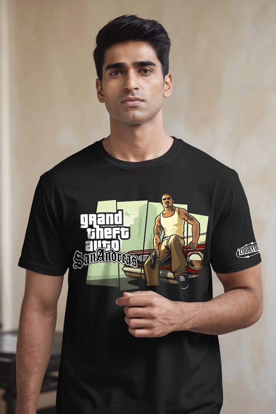 GTA SANANDREAS MEN BLACK FIT OVERSIZE T-SHIRT thumbnail 3