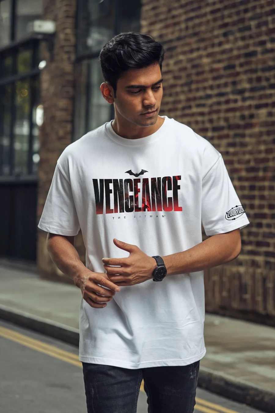 VENGEANCE BATMAN WHITE MEN FIT-OVERSIZE TEES thumbnail 2
