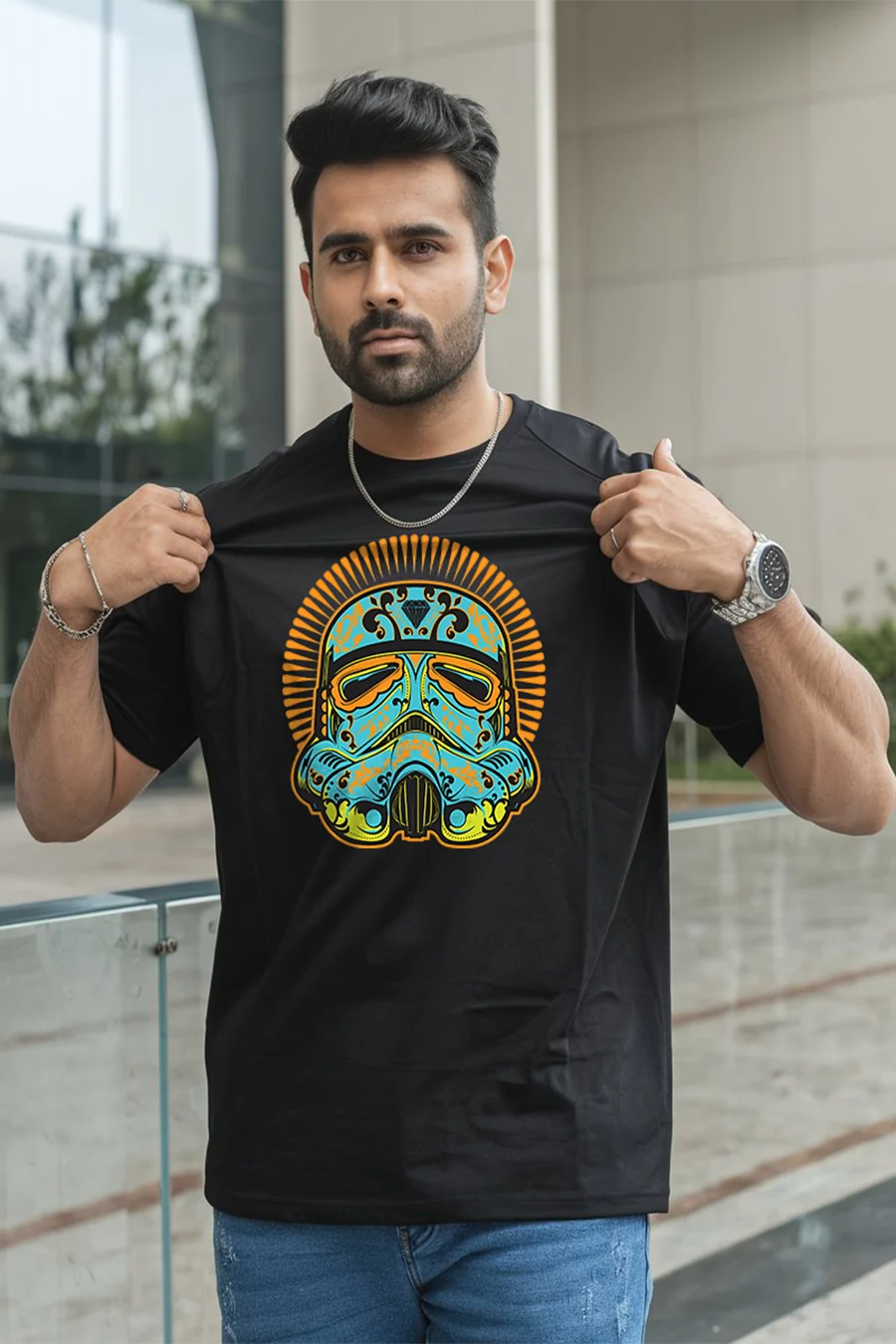 STAR WARS MEN BLACK FIT OVERSIZE TEES thumbnail 1