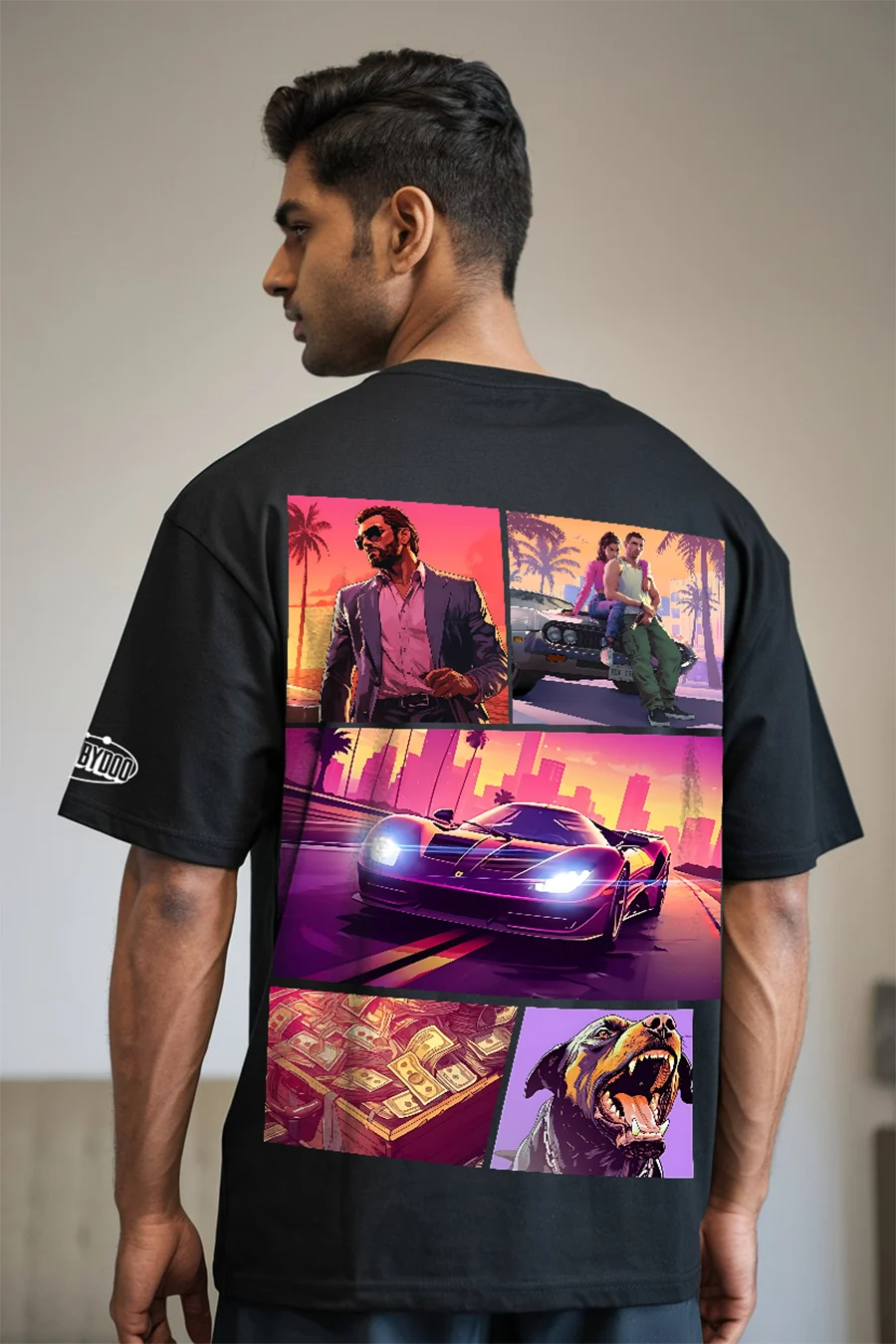 GTA 6 MEN BLACK FIT OVERSIZE TEES thumbnail 1