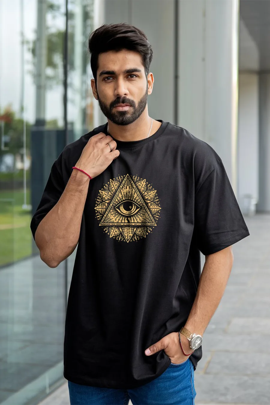 EGYPTIAN MYTHOLOGY ME BLACK FIT OVERSIZE TEES thumbnail 2